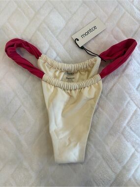 Montce THONG bikini Cream & Pink NWT